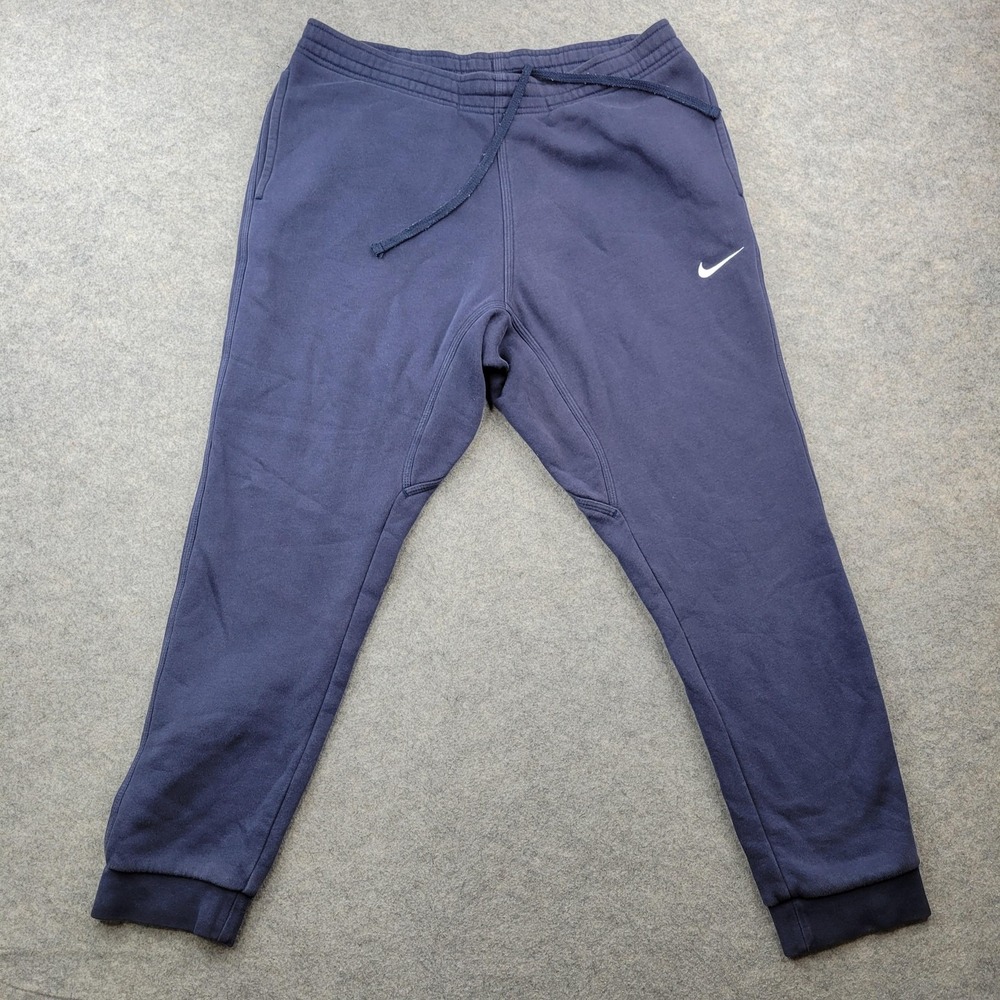 Nike Pants Mens XL Blue Fleece Joggers Sweatpants Elastic Waist Cuffed Pockets